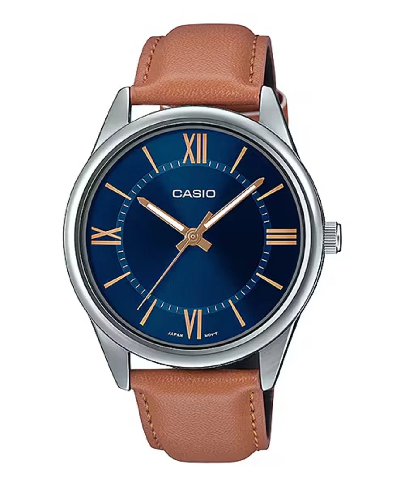 Đồng hồ Casio Nam Dây Da Mặt Xanh Mỏng 8mm – MTP-V005L-2B5UDF Chính Hãng