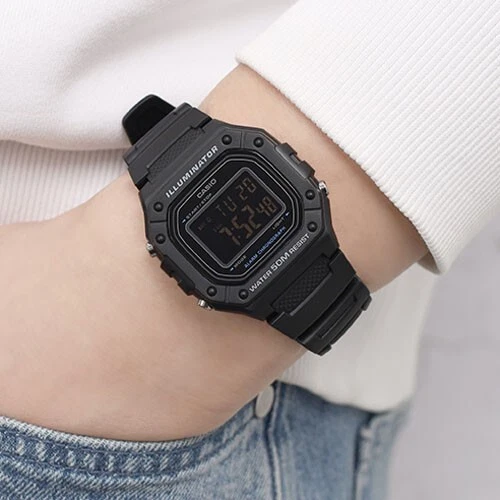 Đồng hồ Casio Nam Điện Tử Pin 7 Năm, Chống Nước 50m – W-218H-1BVDF Chính Hãng