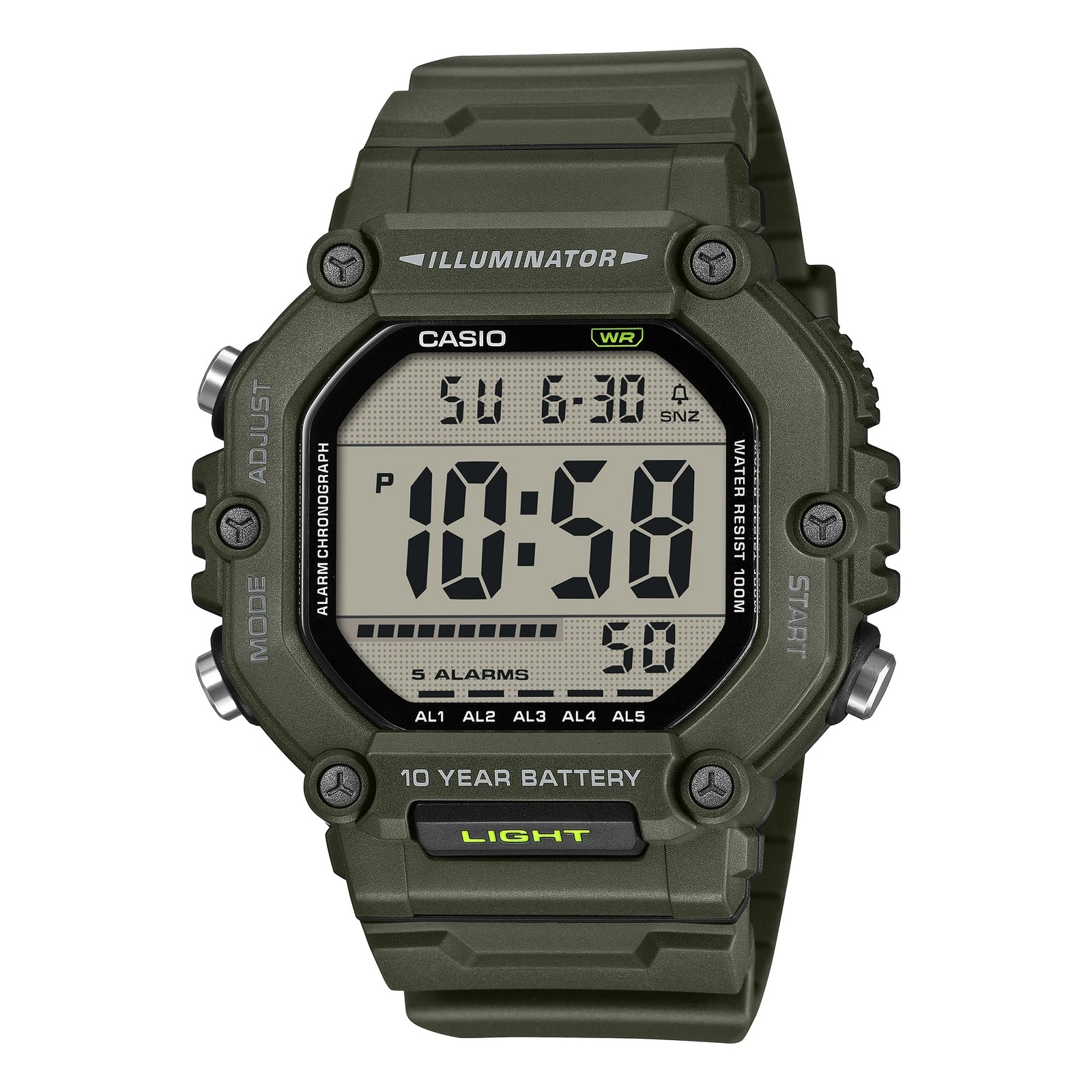 Đồng hồ Casio Nam Mặt Lớn Xanh Neon, Pin 10 Năm – AE-1600HX-3AVDF Chính Hãng