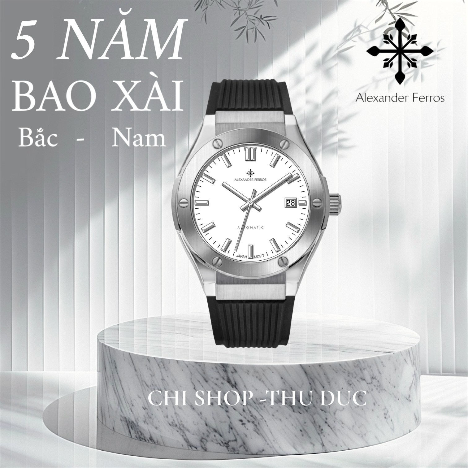 Đồng Hồ Nam Alexander Ferros 2242S-02 Sport Dây Cao Su Máy Miyota Trữ Cót 42 Giờ 40mm