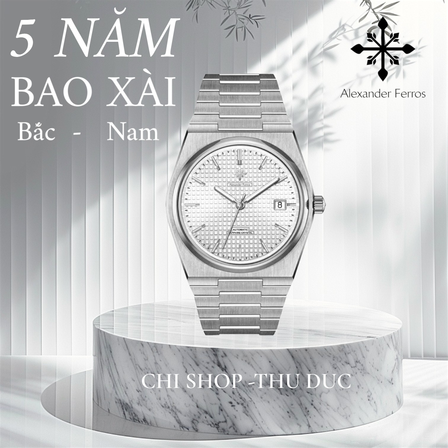 Đồng Hồ Nam Alexander Ferros 5052S/02 Sport Dây Liền Khối Thép Không Gỉ Kính Sapphire