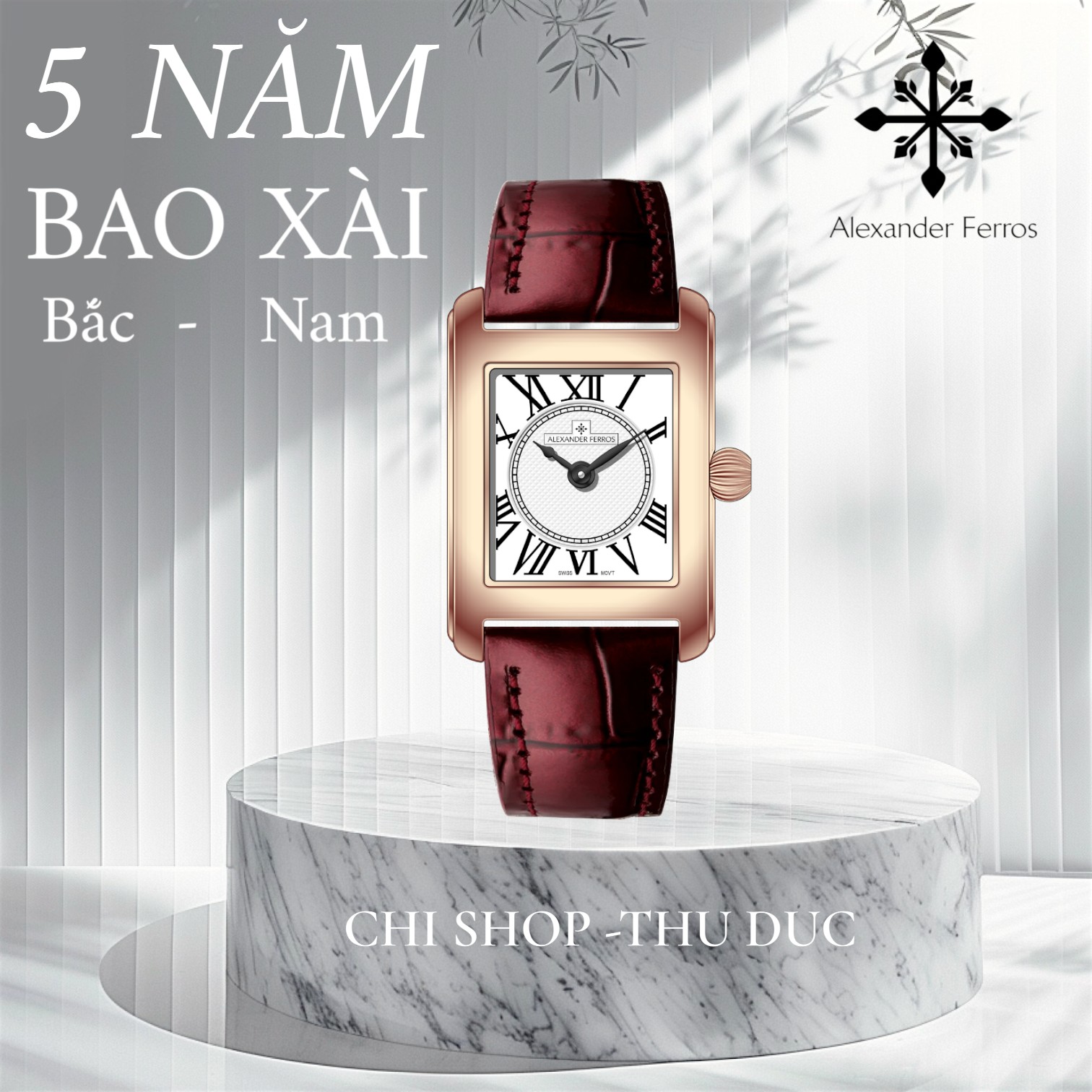 Đồng Hồ Nữ Alexander Ferros 7282R-02 Mạ Vàng Hồng Mặt La Mã Guilloché Niềng Trơn 31mm