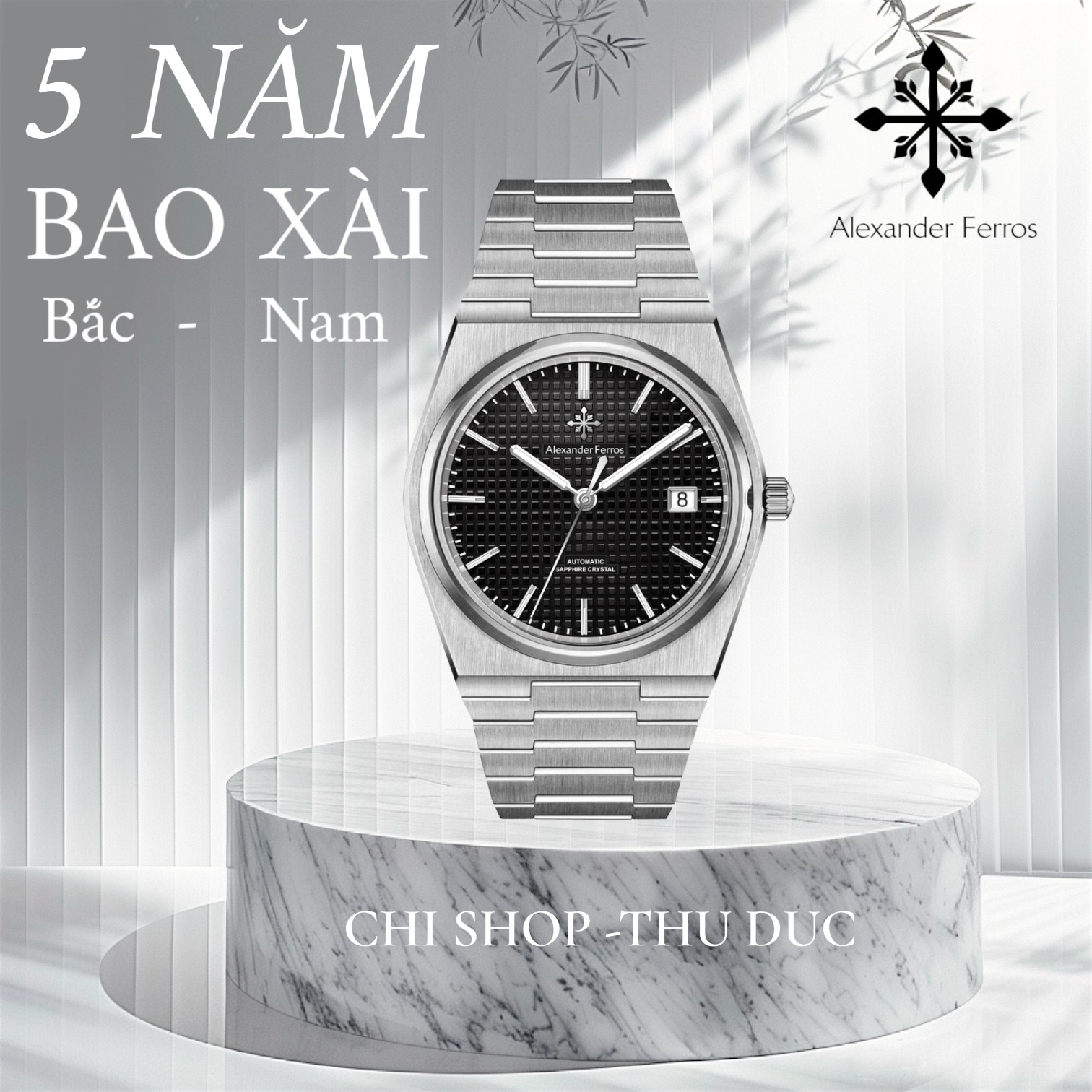 Đồng Hồ Nam Alexander Ferros 5052S/01 Sport Dây Liền Khối Thép Không Gỉ Kính Sapphire