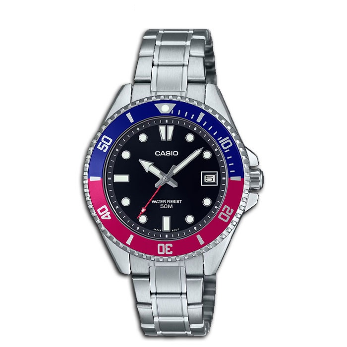 Đồng Hồ Casio mdv-10d-1a3: Phong Cách Rolex Pepsi, Mạnh Mẽ, Thể Thao, Phù Hợp Cả Nam Và Nữ.