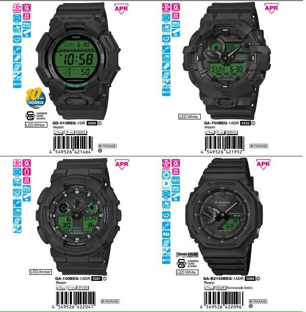 Đồng Hồ G-Shock Bộ Sưu Tập Back & Green - BEG