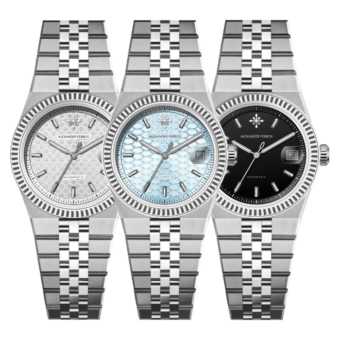Đồng Hồ Nam Alexander Ferros 8182S Automatic Miyota 8215 Kính Sapphire 36mm Dây Kim Loại 5 ATM