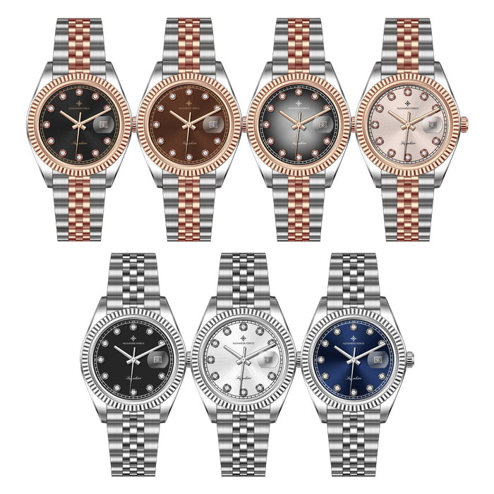 Đồng Hồ Nam Alexander Ferros 8382S Quartz Miyota 2115 Kính Sapphire 40mm Dây Kim Loại 5 ATM