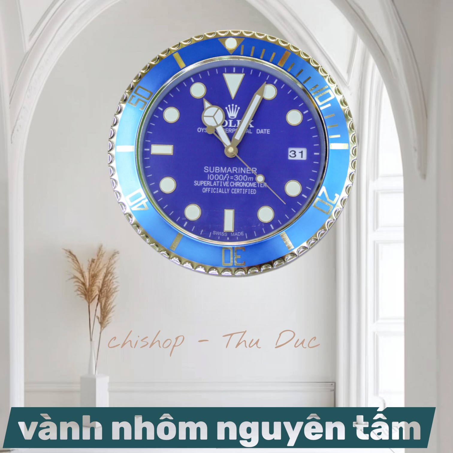 Đồng Hồ Treo Tường Kim Loại Phong Cách Rolex - Sang Trọng & Độc Đáo Cho Văn Phòng