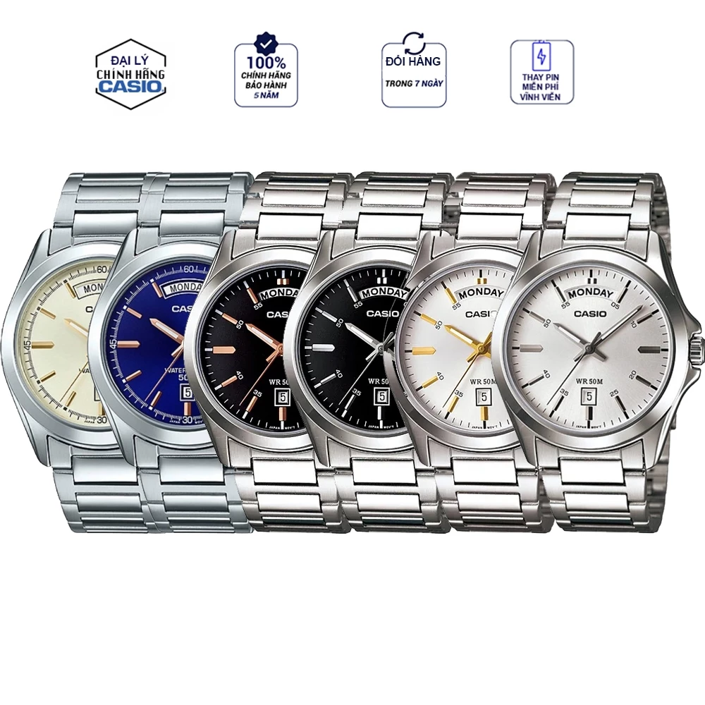 Đồng hồ Casio Nam MTP-1370D-1A2VDF Dây Inox Mặt Tròn Kính Cong Cổ Điển - Chính Hãng, Bảo Hành tại Thủ Đức