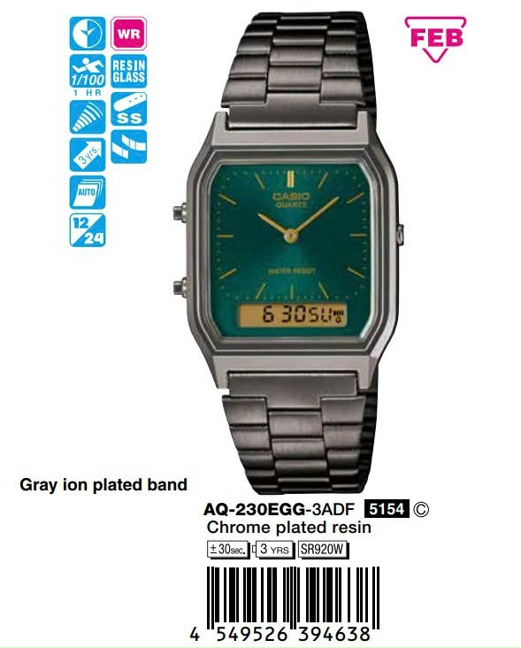 Đồng hồ Casio AQ-230EGG Vintage Analog-Digital