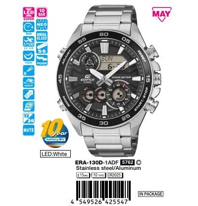 Đồng hồ Casio EDIFICE ERA-130D - Đỉnh cao của tốc độ và trí tuệ kỹ thuật số-analog