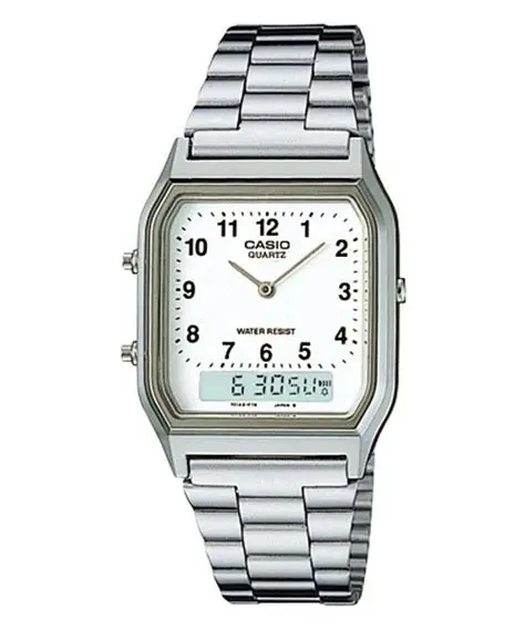 Đồng hồ Casio Nam AQ-230A-7BMQ Kim & Số Vintage Dây Inox Vuông - Chính Hãng tại Chợ Thủ Đức