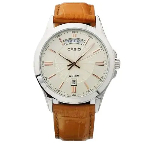 Đồng hồ Casio Nam MTP-1381L-9AVDF Dây Da Mặt Tròn Lịch Ngày - Chính Hãng phân phối bởi Chí Thủ Đức