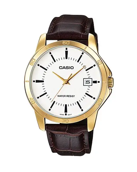Đồng hồ Casio Nam Vỏ Vàng Kim Dây Da – MTP-V004GL-7AUDF Chính Hãng