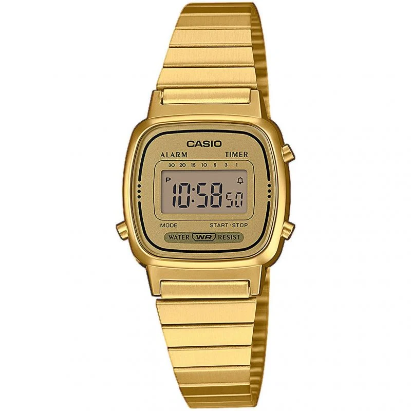 Đồng hồ Casio Nữ LA670WGA-9DF Điện Tử Vintage Dây Inox Mạ Vàng - Chính Hãng, Bảo Hành tại Thủ Đức