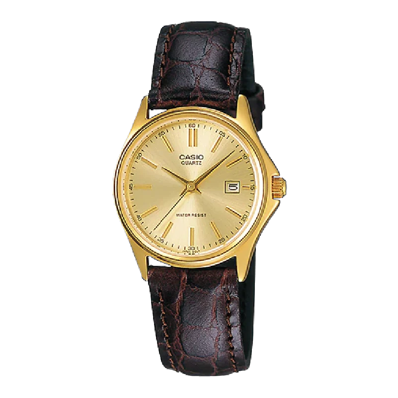 Đồng hồ Casio Nữ Vàng Kim Dây Da Nhẹ 22g – LTP-1183Q-9ADF Chính Hãng