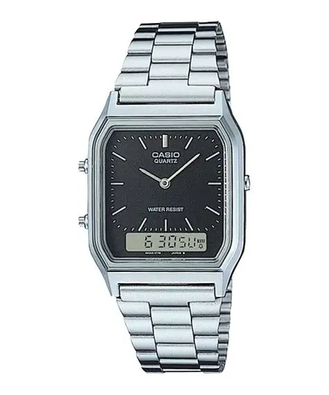Đồng hồ Casio Vintage Kim Số Mặt Đen Nhỏ Gọn – AQ-230A-1DMQ Chính Hãng