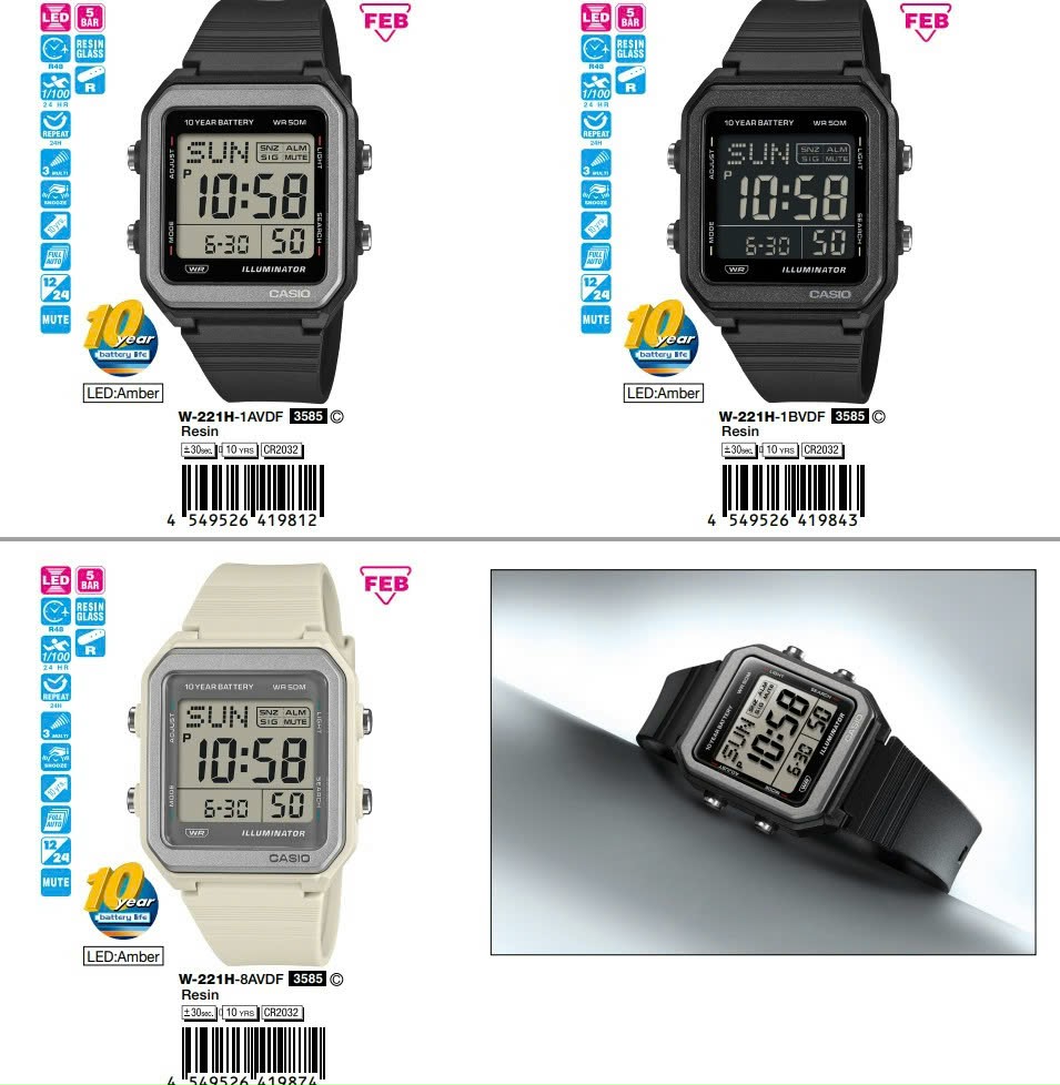 Đồng hồ Casio W-221H