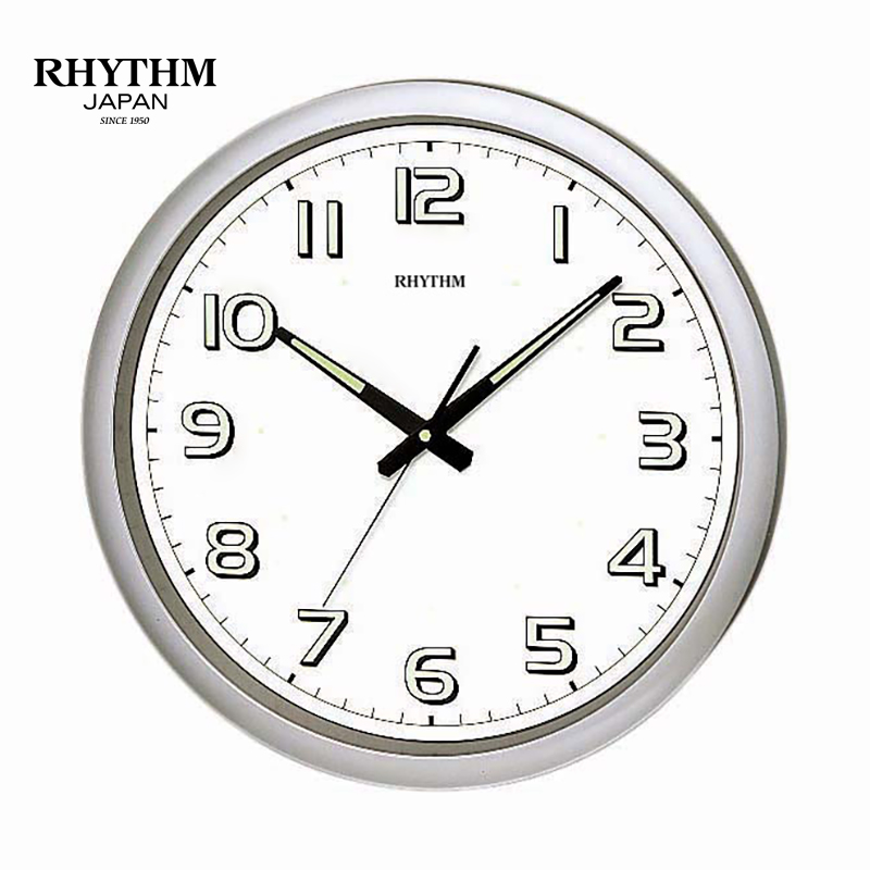 Đồng hồ treo tường Rhythm CMG805NR19 chính hãng Nhật Bản – Vỏ bạc, Size lớn 42cm, Máy kim trôi, Có dạ quan