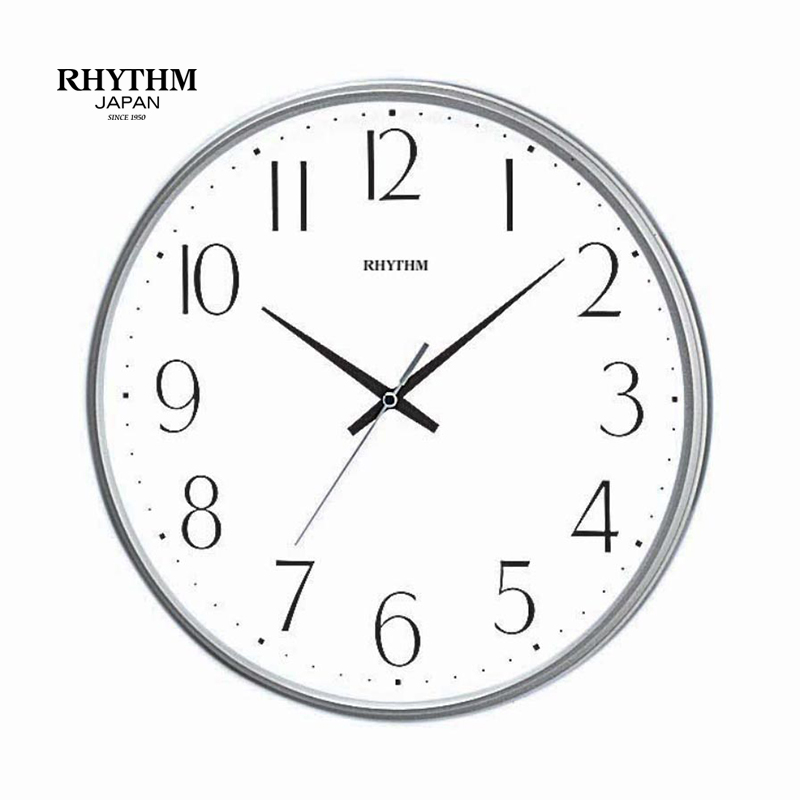 Đồng hồ treo tường Rhythm CMG817NR19 chính hãng Nhật Bản – Vỏ nhựa xám đơn giản