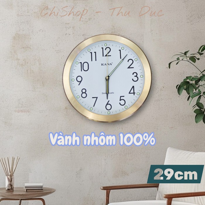 Đồng hồ treo tường nhôm mặt số cọc Kana KNS15