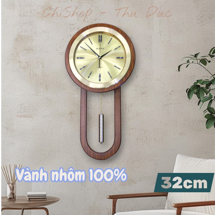 Đồng hồ treo tường quả lắc, vỏ kim loại KN-S85v
