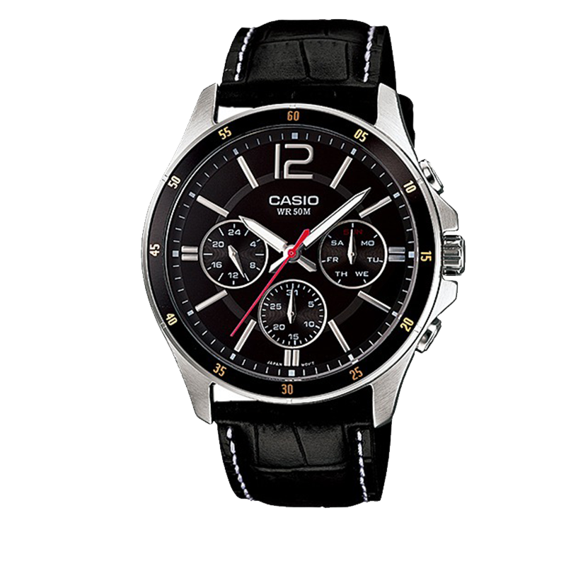 đồng hồ casio dây da 6kim, MTP-1374L-1AVDF