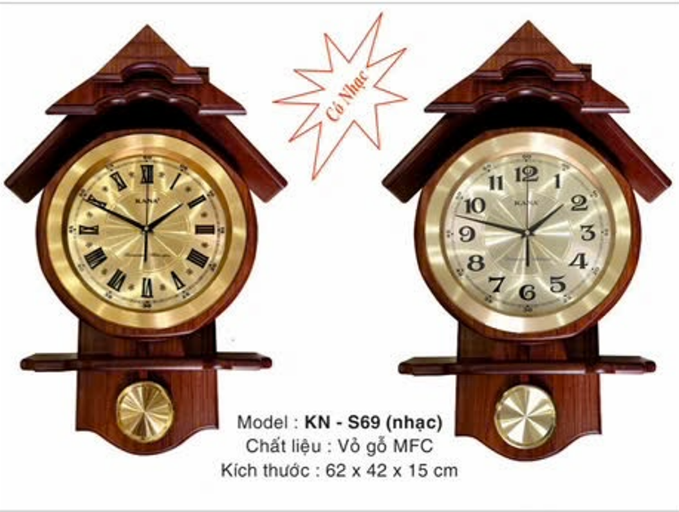 đồng hồ trang trí phòng khách Việt, kn-s69, có nhạc, chất liệu nhôm si siêu bền