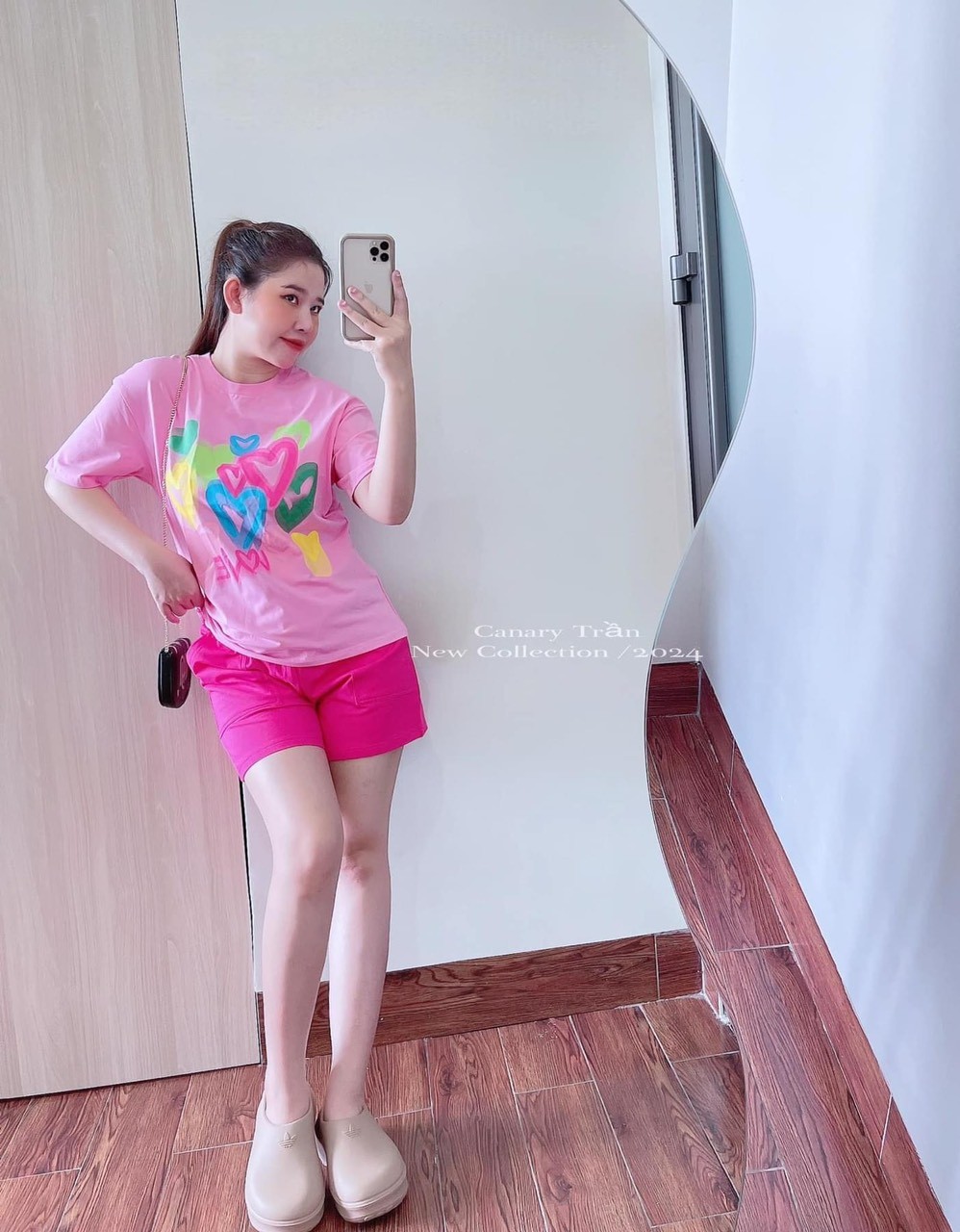 BN032 Set bộ hoa tim cam hồng cho nữ - (X)