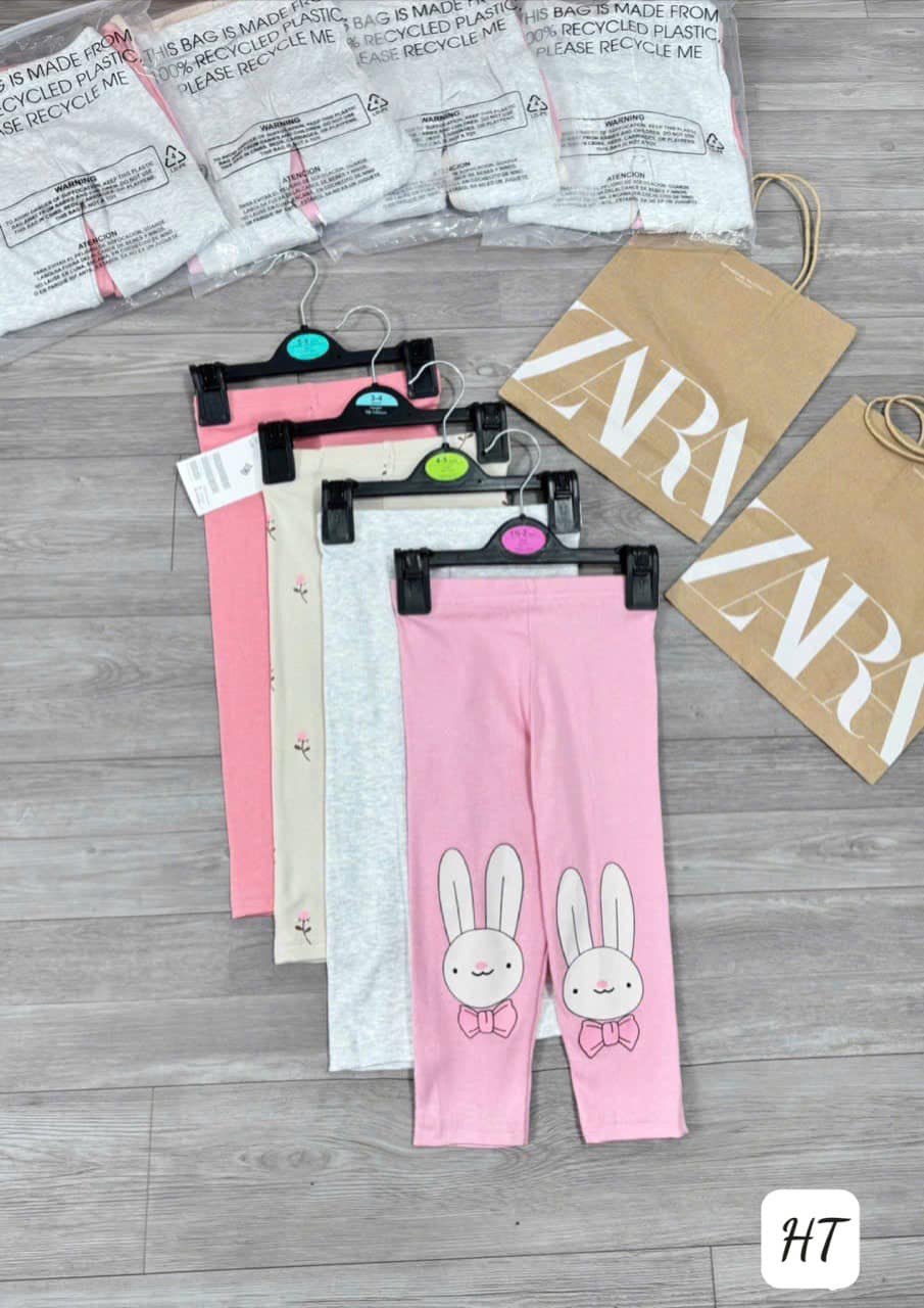 SET 4 QUẦN LEGGING ZIP THỎ BÉ GÁI