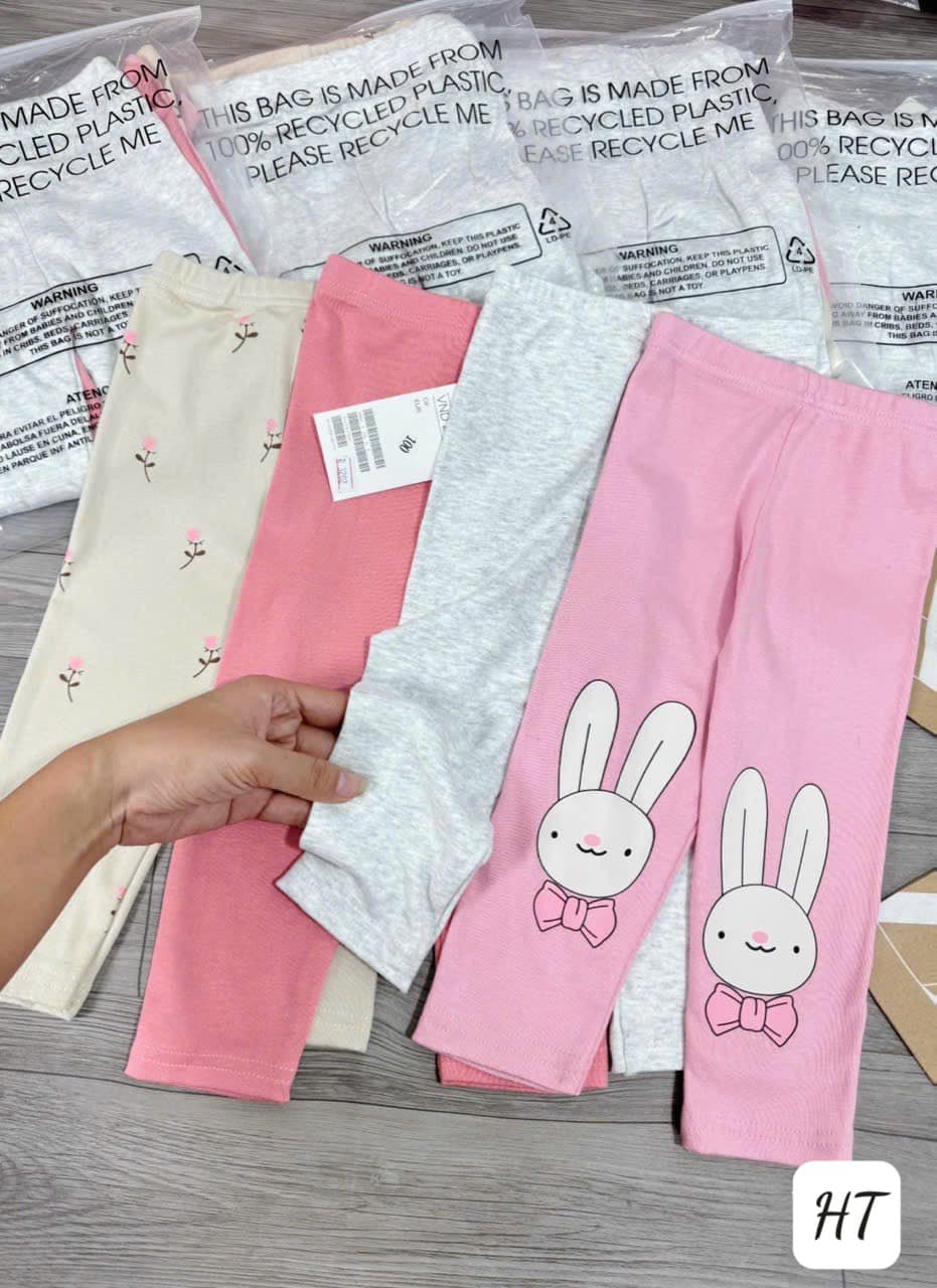 SET 4 QUẦN LEGGING ZIP THỎ BÉ GÁI