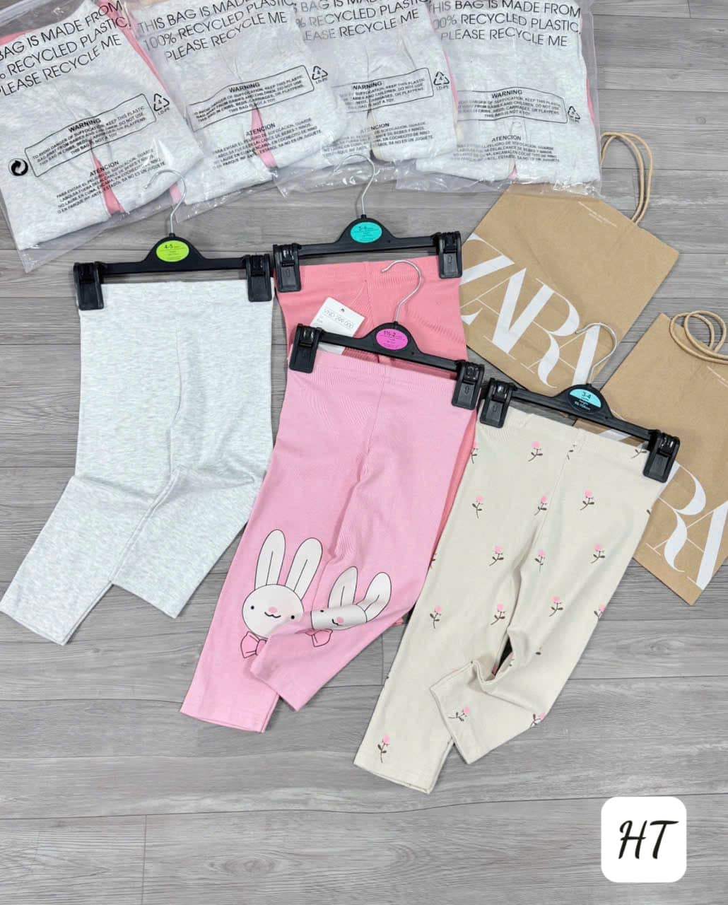 SET 4 QUẦN LEGGING ZIP THỎ BÉ GÁI