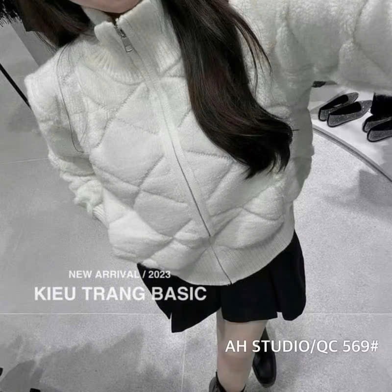 Áo cadigan trám trắng