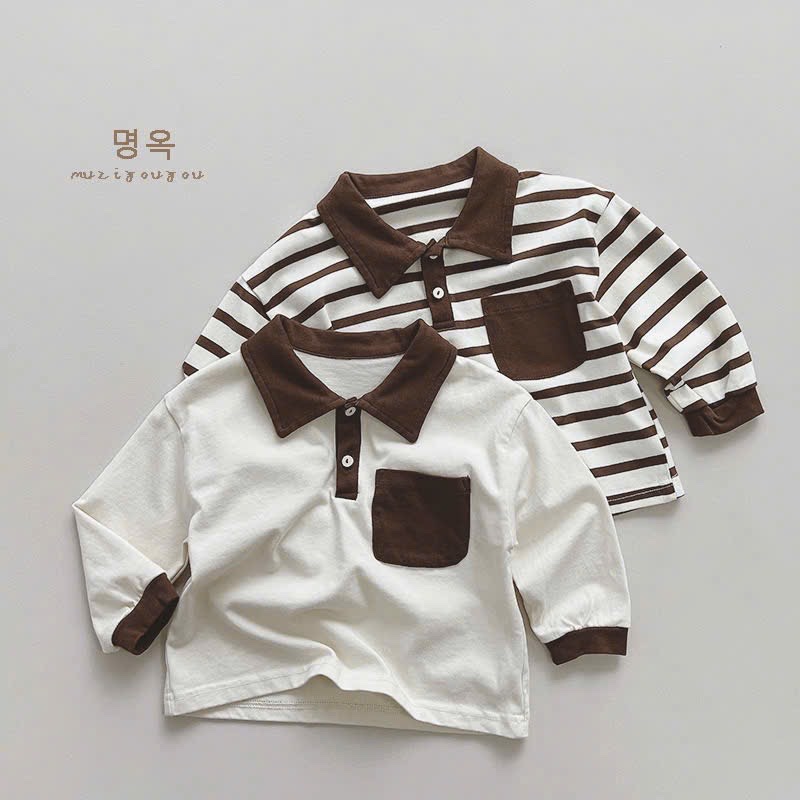 Set 2 áo polo cổ Đức kẻ bé trai