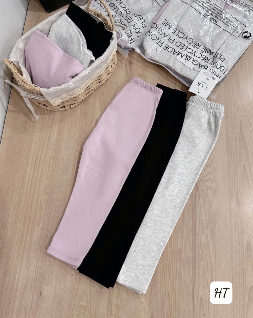 Set 3 quần legging lót lông tông tím