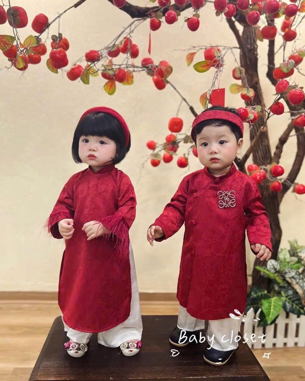 B319- Set áo dài gấm bé trai