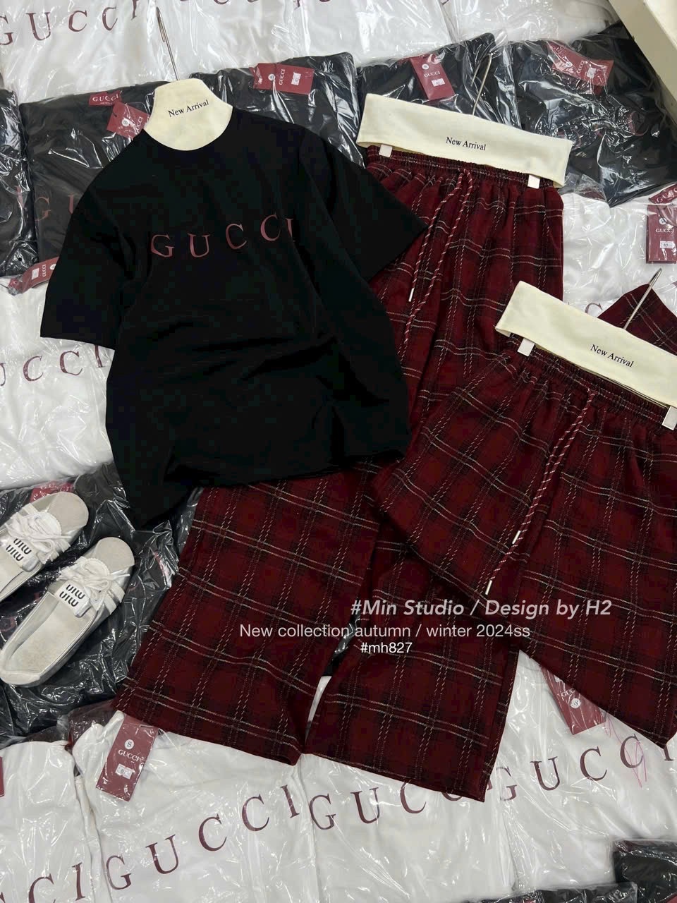 B126- Set bộ Gucci quần kẻ