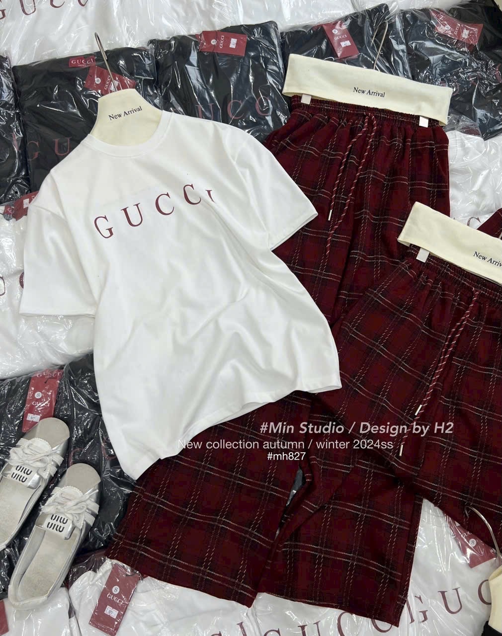 B126- Set bộ Gucci quần kẻ