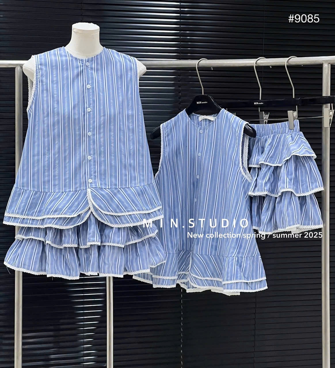 S51# Set bộ xanh váy xòe cho nữ