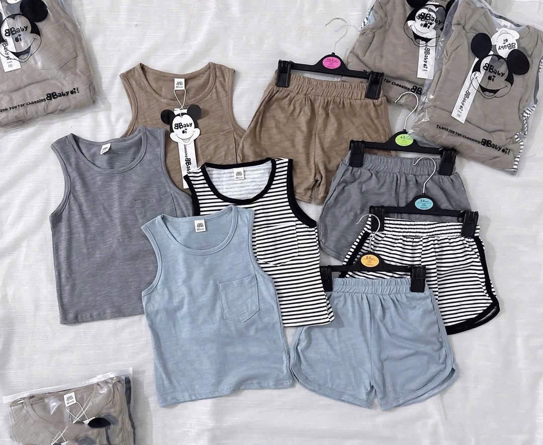 BS01# Set 4 bộ ba lỗ kẻ bé trai