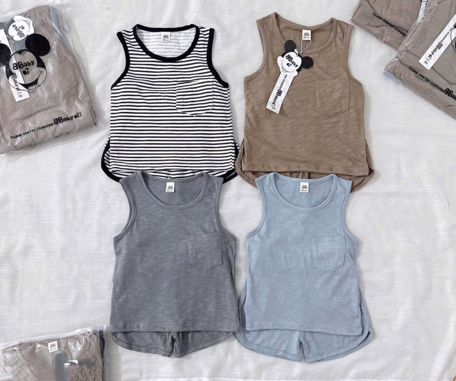 BS01# Set 4 bộ ba lỗ kẻ bé trai