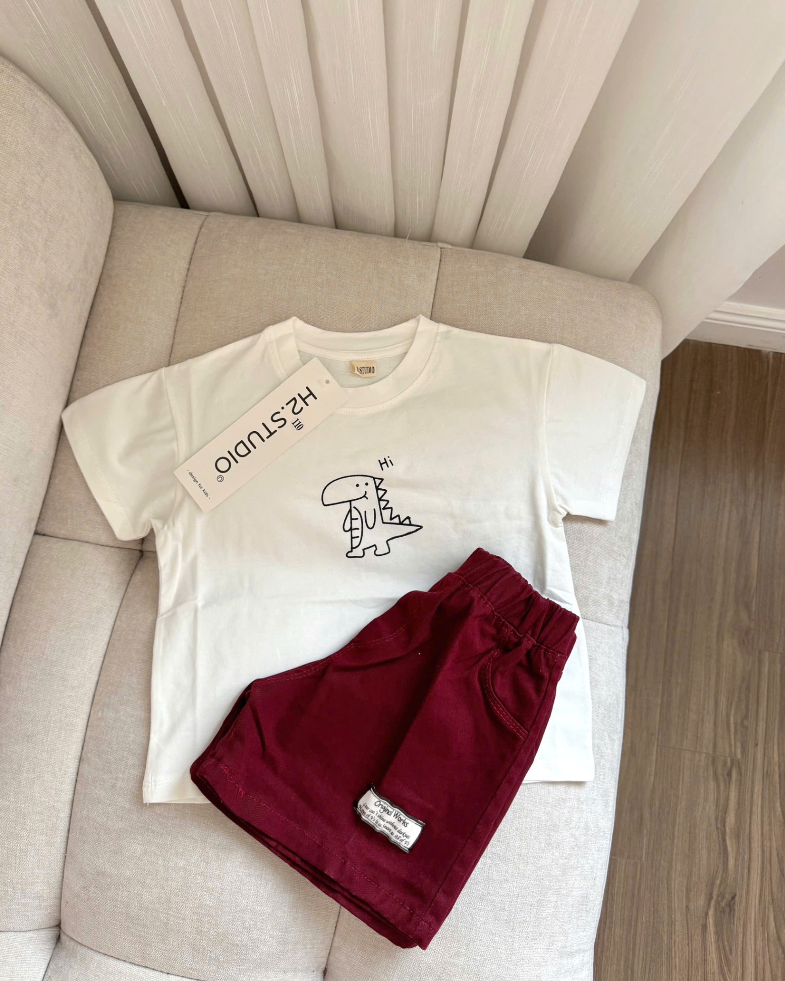 S27# Set bộ cotton bé trai in khủng long