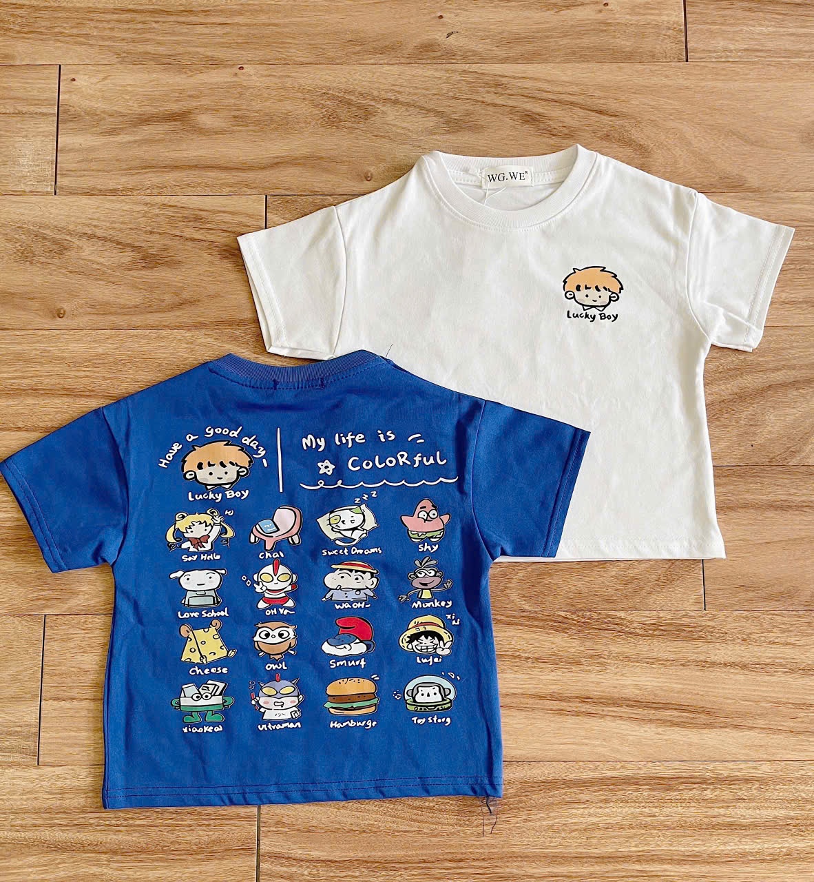 SA23# Set 2 áo trắng xanh cho bé trai