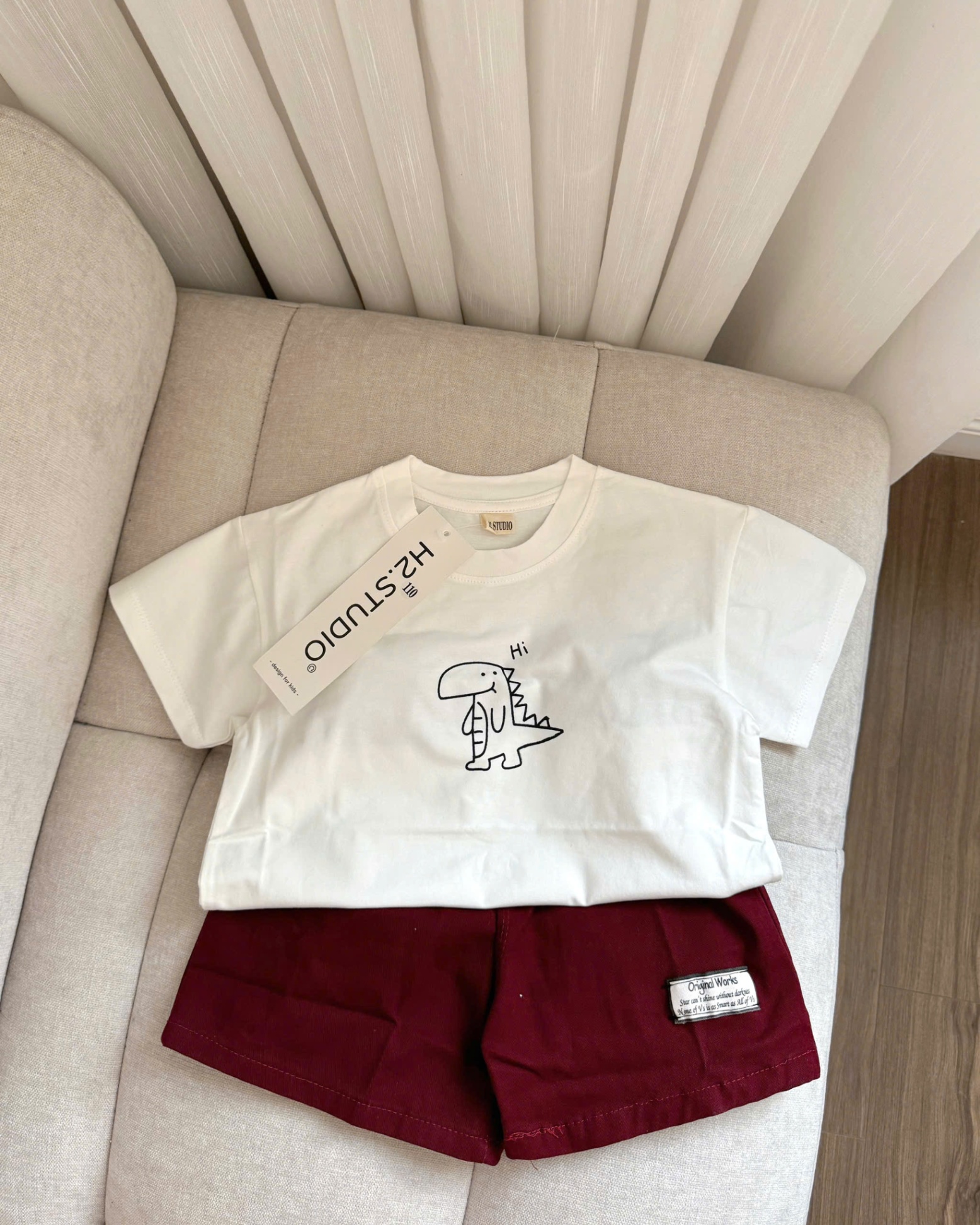 S27# Set bộ cotton bé trai in khủng long