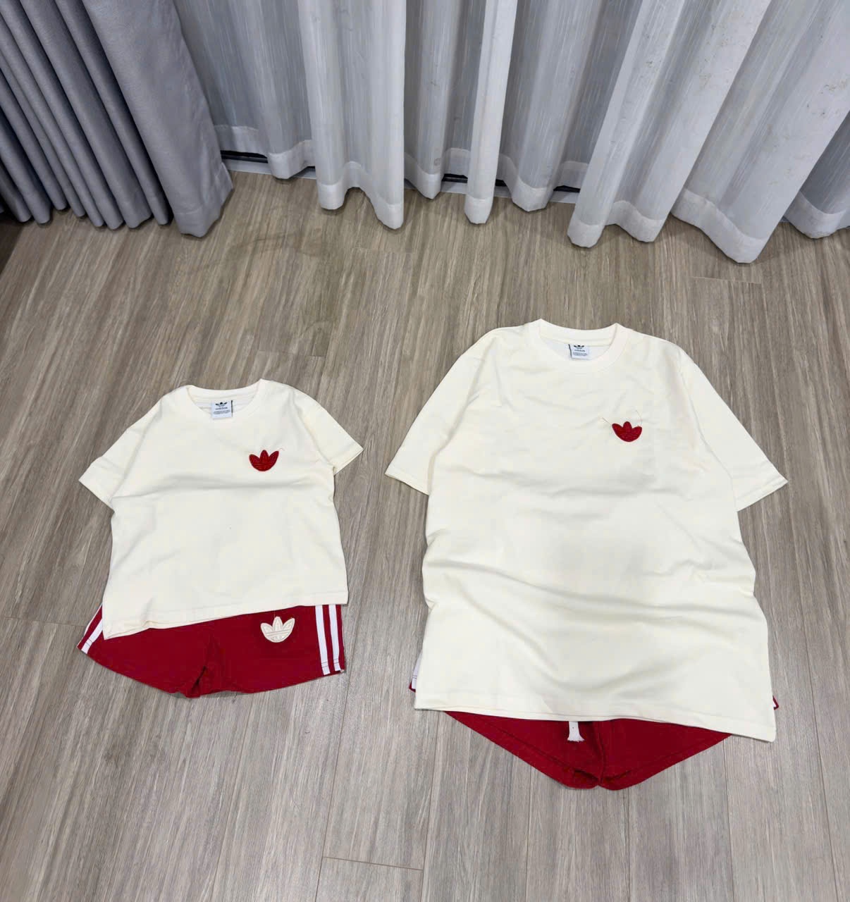 B112# bộ quần đỏ áo addidas