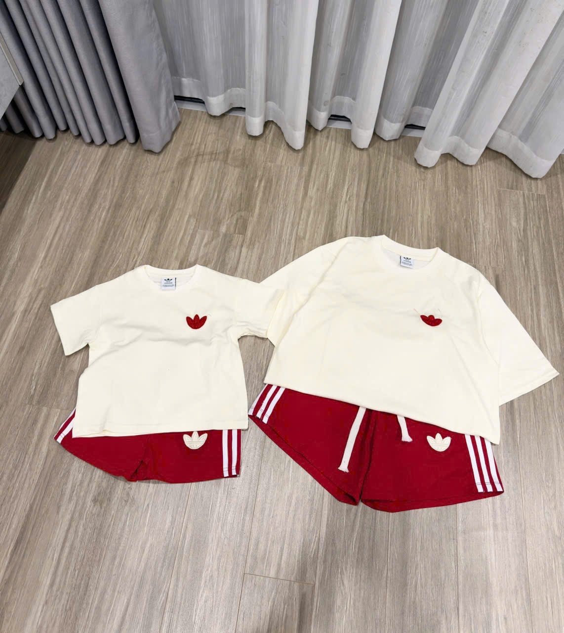 B112# bộ quần đỏ áo addidas