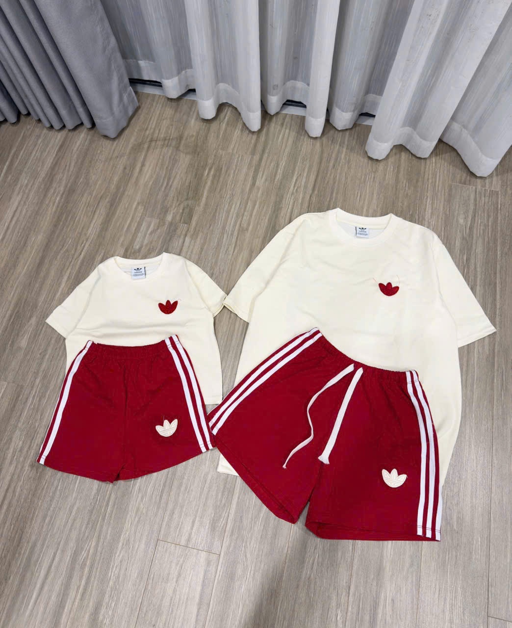 B112# bộ quần đỏ áo addidas