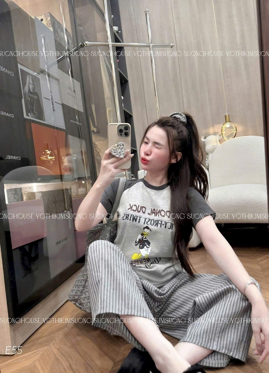 Cv-Sn43 Set quần kẻ cọc áo babytee