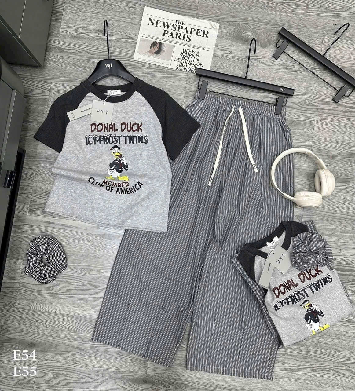 Cv-Sn43 Set quần kẻ cọc áo babytee