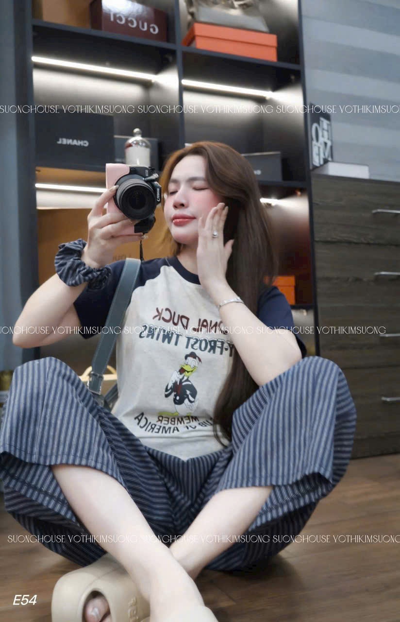 Cv-Sn43 Set quần kẻ cọc áo babytee